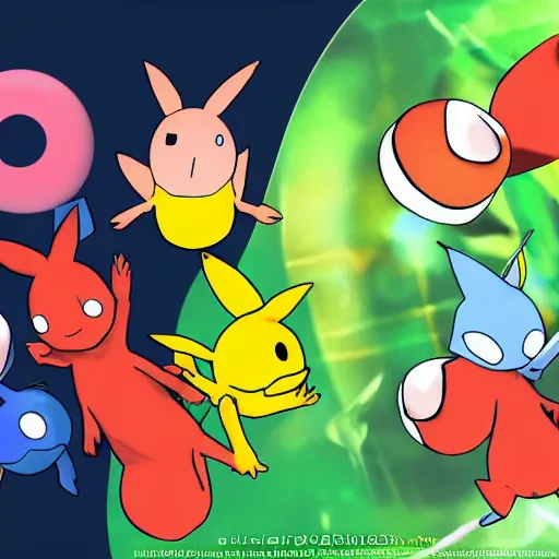 Prompt: Pikmin in the style of Pokémon anime