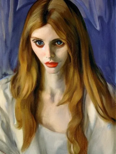 Prompt: portrait of abbey lee by zinaida serebriakova