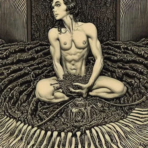 Image similar to A young mage in an invocation ritual, realistic, sharp focus, 8k high definition, insanely detailed, intricate, elegant, art by Virgil Finlay