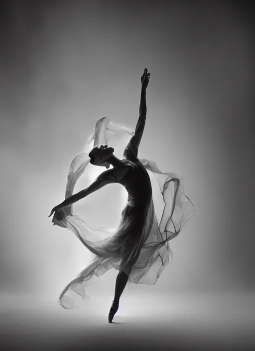 Image similar to a Photorealistic dramatic hyperrealistic render of a glamorous beautiful Female smoke dancer by Ken Brower and Deborah Ory of NYC Dance project,Lois Greenfield,Flowing cloth and smoke,Beautiful dynamic dramatic dark moody lighting,volumetric,shadows,cinematic atmosphere,Octane render,8K