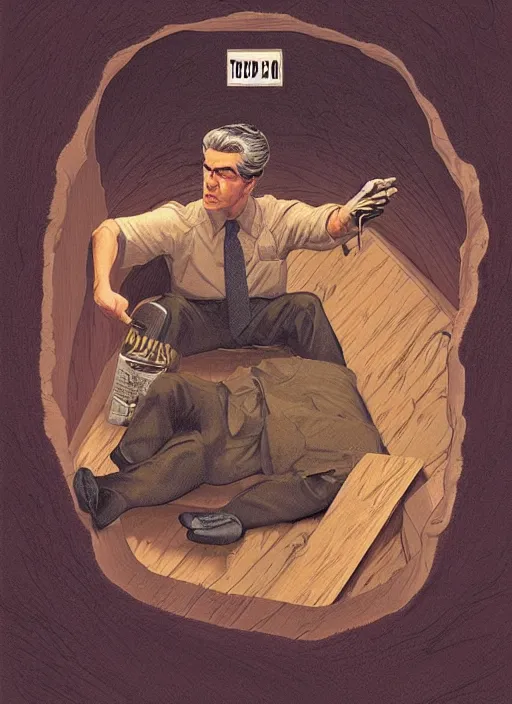 Prompt: dale cooper, kyle mclaughlin, in a shallow grave, top view, twin peaks poster art, from scene from twin peaks, by michael whelan, artgerm, retro, nostalgic, old fashioned, 1 9 8 0 s teen horror novel cover, book