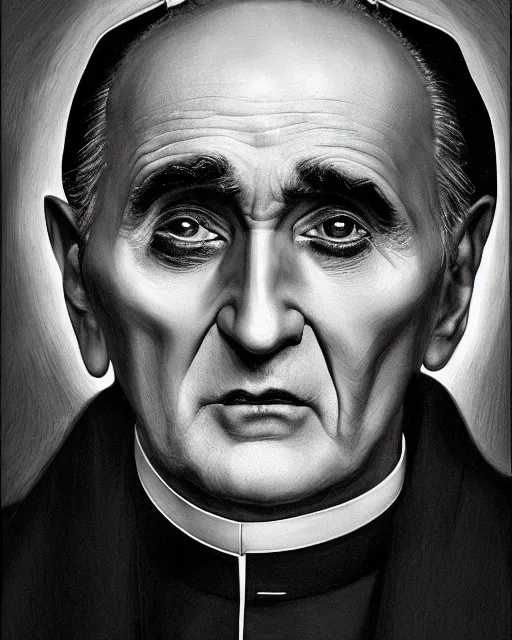 Prompt: photorealist painting of demonic catholic cardinal aloysius stepinac, gothic, horror, vivid dark colors, high production value, intricate details, high resolution, hyperrealistic, hdr, high definition, masterpiece, ultra realistic, highly detailed, hd, sharp focus, non blurry, sharp, smooth