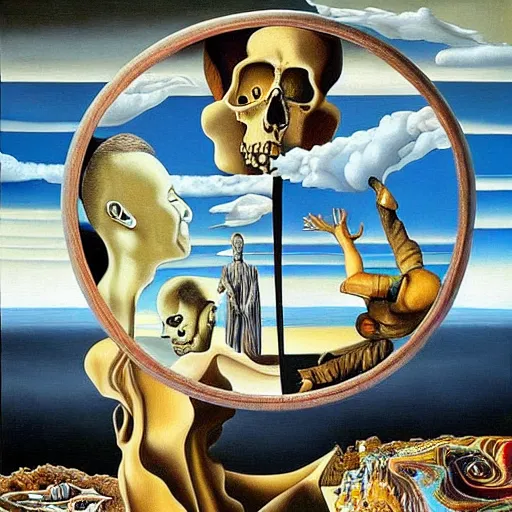 Image similar to the world between death and life, surrealistic extremely detailed painting, by damien gilley and salvador dali