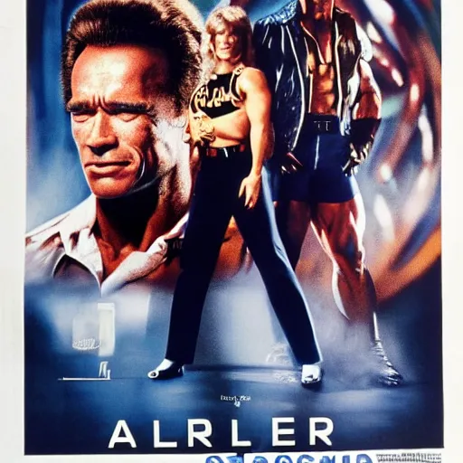 Image similar to a 8 0's movie poster starring arnold schwarzenegger, the movie is called prey cinematic photo