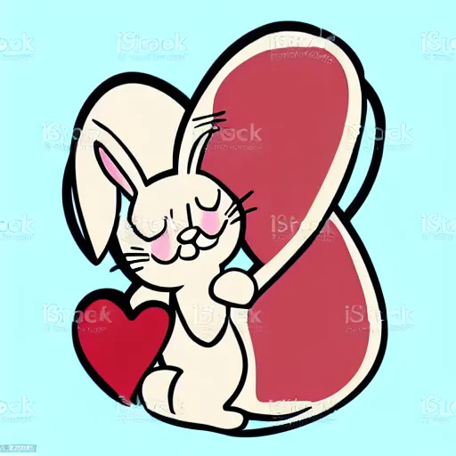 Image similar to adorable bunny hugging a heart, vector art sticker illustration, pixiv