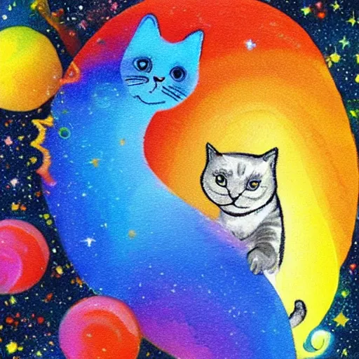 Image similar to cat riding a rainbow, galaxy, poptart