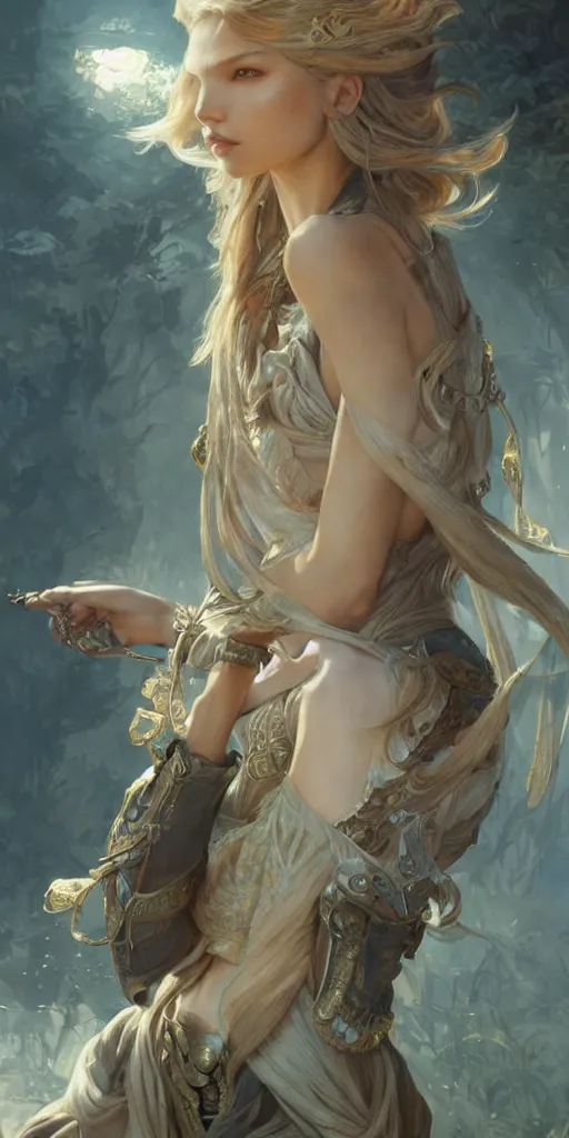 Prompt: sasha luss and dichen lachman, fantasy, intricate, highly detailed, action pose, digital painting, artstation, concept art, smooth, sharp focus, illustration, Unreal Engine 5, 8K, art by artgerm and greg rutkowski and alphonse mucha