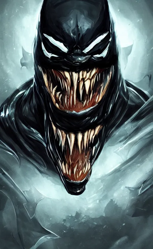 Image similar to venom as batman, dynamic lighting, photorealistic fantasy concept art, trending on art station, stunning visuals, terrifying, creative, cinematic