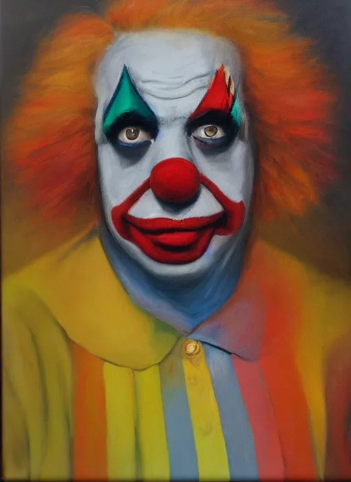 Prompt: clown, alla prima, oil paint, depth