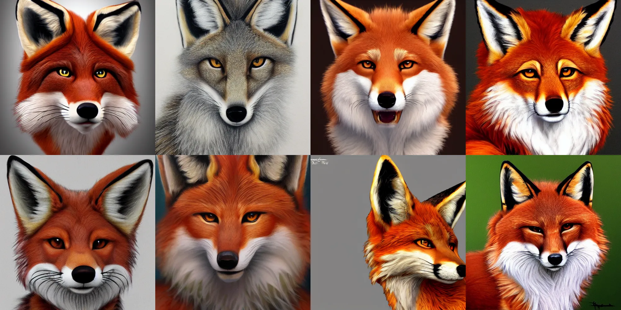 Prompt: Furry art, a portrait of an anthropomorphic vixen, extremely detailed, realistic, trending on artstation