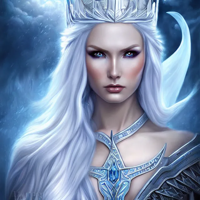 Prompt: beautiful ice queen warrior with ice powers artgerm anne stokes highly detailed 8 k hdr smooth sharp focus high resolution award - winning photo photorealistic