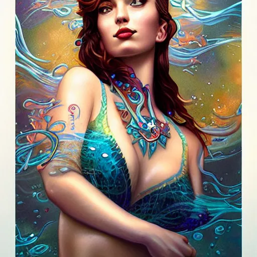 Image similar to Underwater mermaid portrait, Pixar style, by Tristan Eaton Stanley Artgerm and Tom Bagshaw.