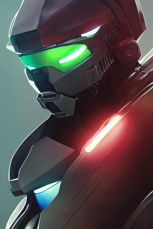 Image similar to robot ninja mask helmet halo master chief radiating a glowing aura global illumination ray tracing hdr fanart arstation by ian pesty and katarzyna da „ bek - chmiel