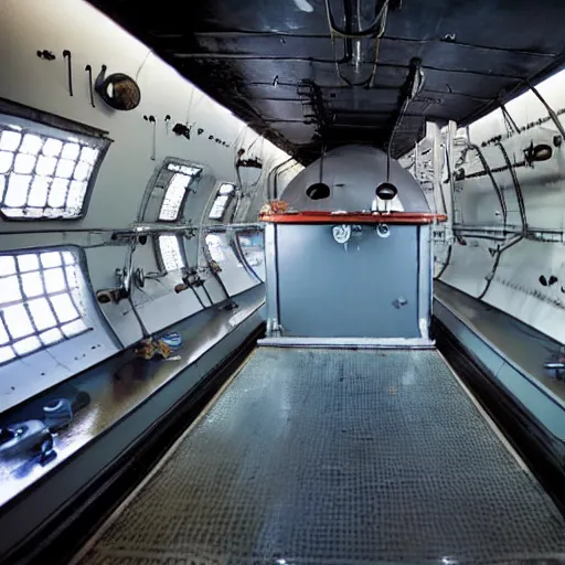 Prompt: nuclear powered submarine interior