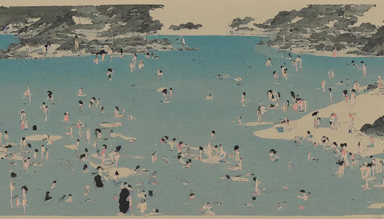 Image similar to beach, japanese illustration