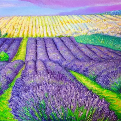 Image similar to highly detailed oil painting of field of lavender in france