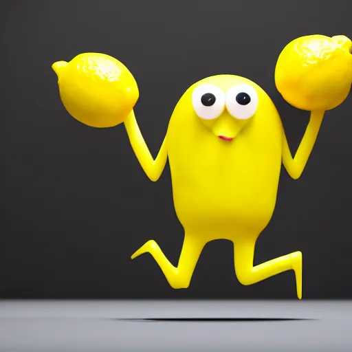 Prompt: A lemon with arms and legs, with a business suit on, Walking to work with a briefcase, 8k, hyper detailed, HD.