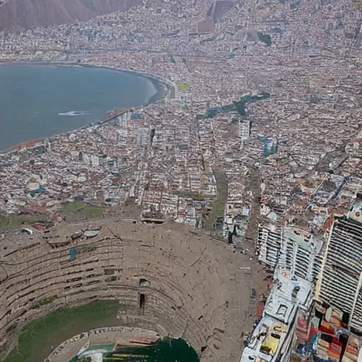 Prompt: Lima, Peru as seen from a helicopter