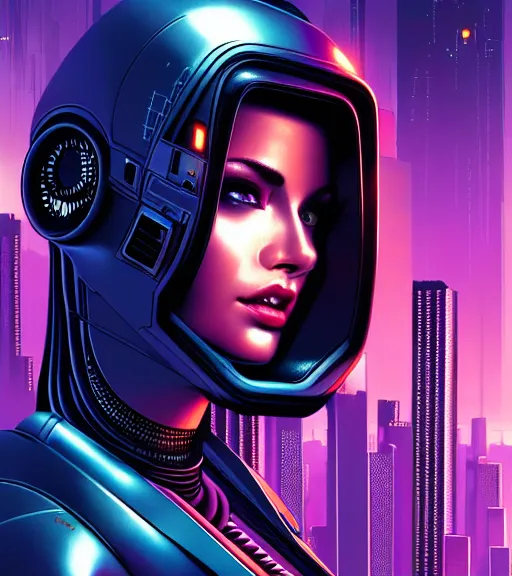 Image similar to cable plugged in, side of head, very very beautiful woman, cyberdeck computer terminal, street level night city, 1 9 7 9 omni magazine cover, style by vincent di fate, artgerm, cyberpunk 2 0 7 7, very coherent, detailed, 4 k resolution, unreal engine, daz