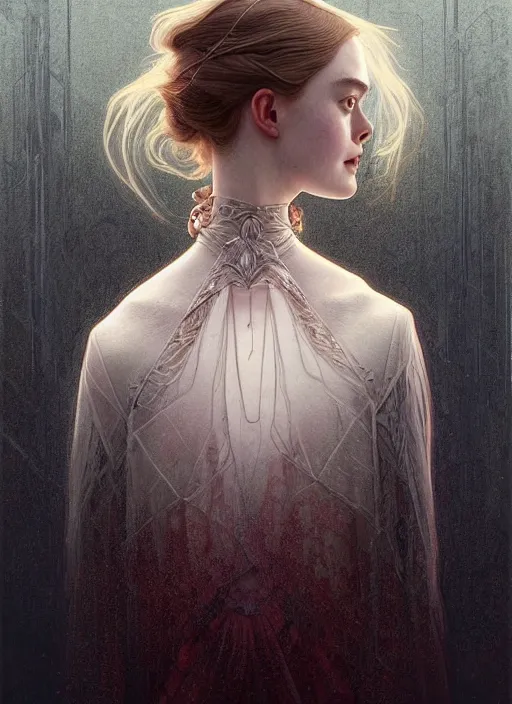 Prompt: symmetry!! portrait of elle fanning, astrid frisbey, horror, fashion, dark!! intricate, elegant, highly detailed, digital painting, artstation, concept art, smooth, sharp focus, illustration, art by artgerm and greg rutkowski and alphonse mucha