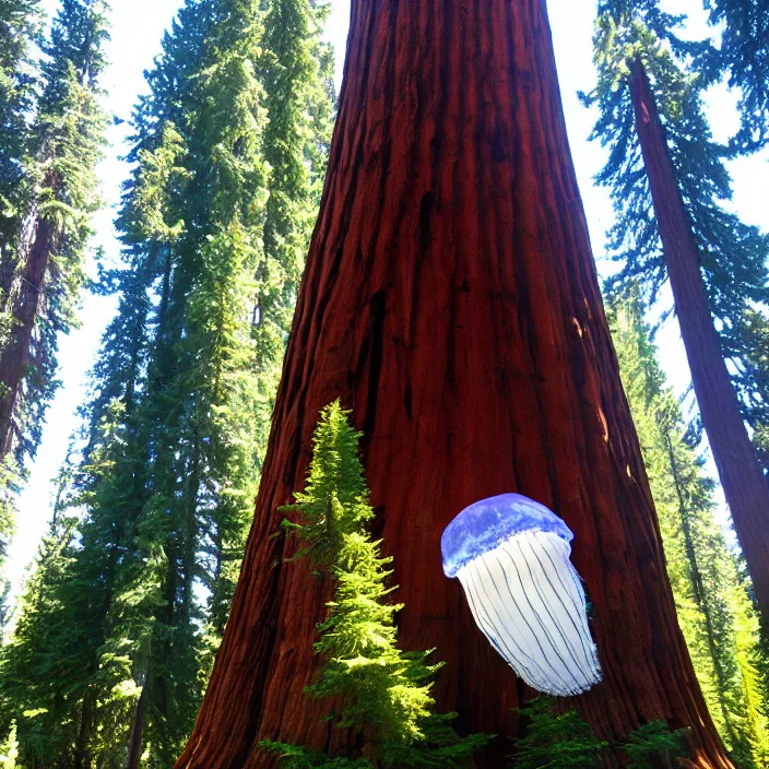 Image similar to giant jellyfish among the giant sequoia trees at 2875 adanac.st vanvcouver,british columbia,canada