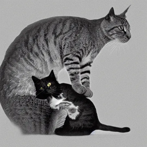 Prompt: a photograph of a fish riding a cat like a horse