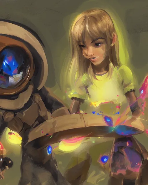 Image similar to a concept painting of sd ai and dall - e ai testing their painting abilities