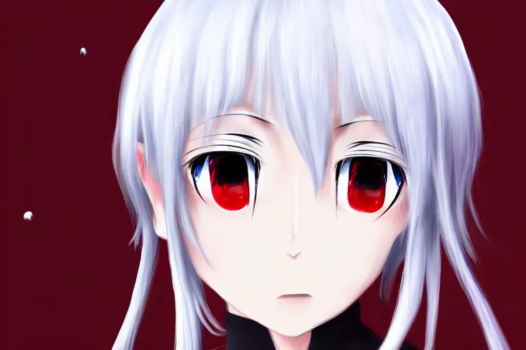 Prompt: white hair, red eyes, two little horn on the head, anime style, anime girl, sketch, 4k