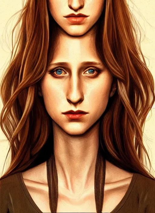 Image similar to full body gorgeous Taissa Farmiga, realistic character concept, full body pose, autumn, makeup, shorter neck, illustration, symmetrical eyes and body, cinematic lighting, detailed realistic symmetrical eyes, artgerm, Joshua Middleton, single face, insanely detailed and intricate, beautiful