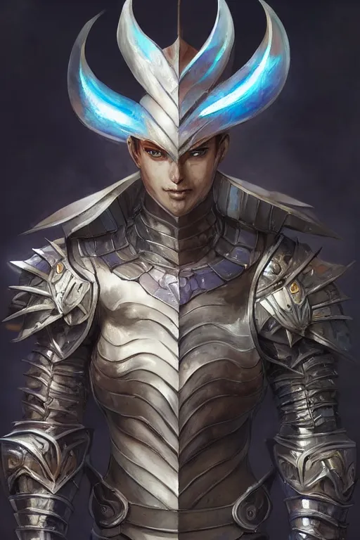 Image similar to Full body character concept art of an anime draconian warrior knight, iridescent scales, cool face, muscular, by Stanley Artgerm Lau, WLOP, Rossdraws, James Jean, Andrei Riabovitchev, Marc Simonetti, and Sakimichan, tranding on artstation