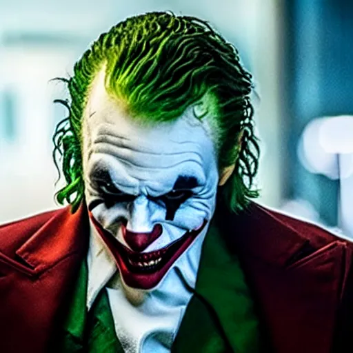 Prompt: film still of Tom Cruise as joker in the new Joker movie