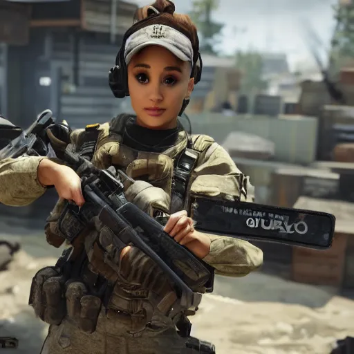 Image similar to Ariana Grande in Call of Duty, 4k