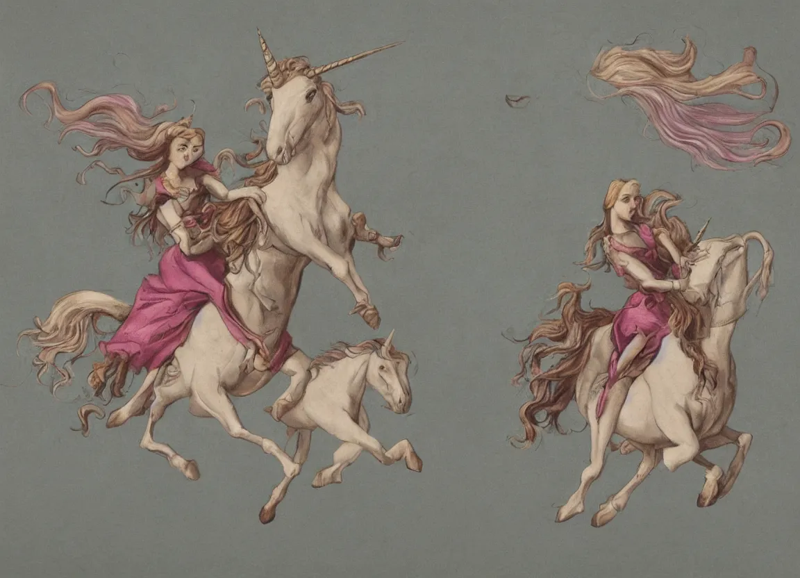 Image similar to woman riding a flying unicorn