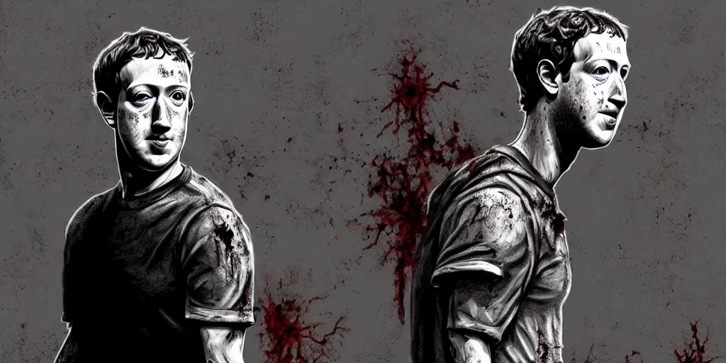 Image similar to mark zuckerberg as Zombie Walking Dead, trending on artstation, high quality, highly detailed