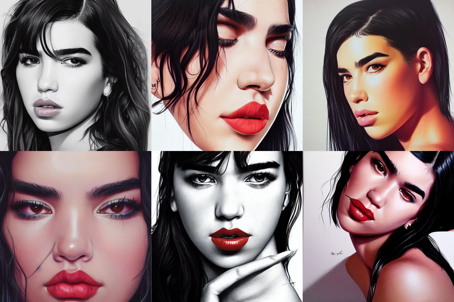 Prompt: Dua Lipa, Artwork by Artgerm