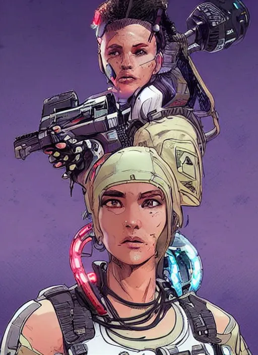 Image similar to apex legends cyberpunk self defense instructor. concept art by james gurney and mœbius. gorgeous face.