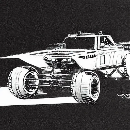 Image similar to concept art blueprint halo new atv vehicles by syd mead