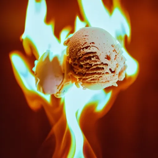 Image similar to photo of an ice cream on fire