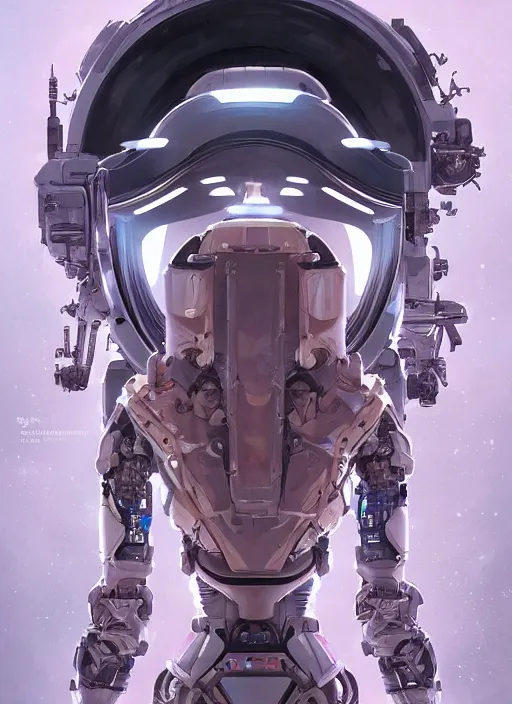 Image similar to symmetry!! portrait of a robot astronaut, floral! horizon zero dawn machine, intricate, elegant, highly detailed, digital painting, artstation, concept art, smooth, sharp focus, illustration, art by artgerm and greg rutkowski and alphonse mucha, 8 k