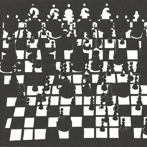 Prompt: risograph found footage of a chess explosion, void, computer glitches