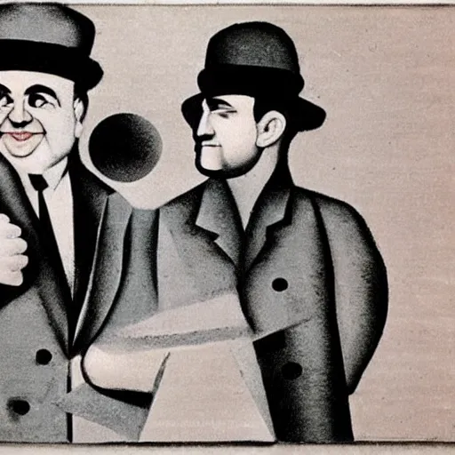 Prompt: al capone seen visiting the ussr in 1 9 2 3, cubism style
