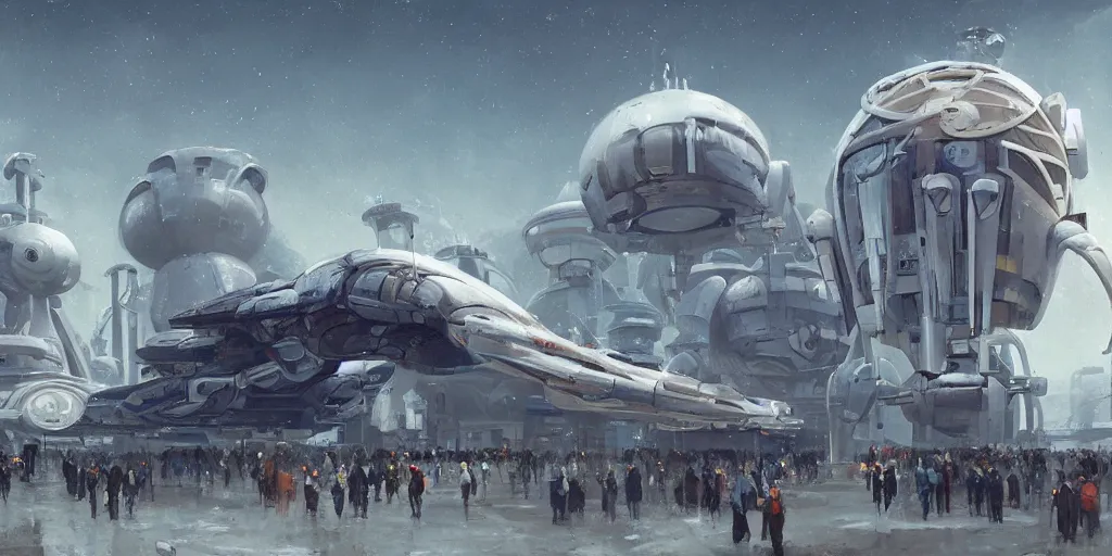 Image similar to one thousand aligned cryogenic pods, symmetrical, futuristic decoration, sci-fi, cryogenic pods, many cryogenic pods, wide shot, matte painting, oil painting, dark sci-fi, by Sergey Kolesov, Tristan Eaton, James Gurney, greg rutkowski.