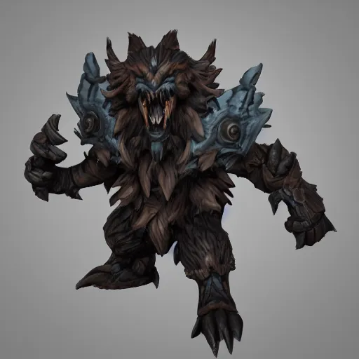 Prompt: fenrir stylized stl fantasy miniature, 3 d render, activision blizzard style, hearthstone style