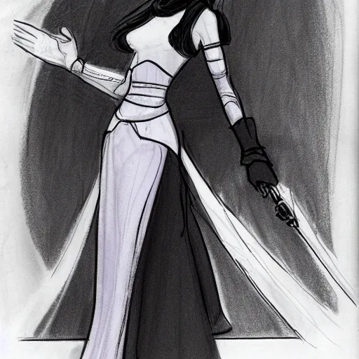 Image similar to milt kahl sketch of victoria justice as princess padme in star wars episode 3