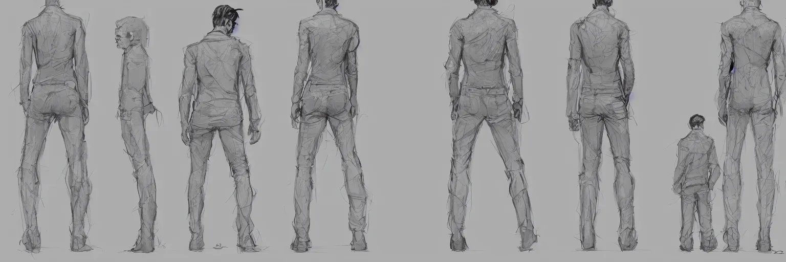 Prompt: character study of julian lage and andrew garfield, innocent, naive, character sheet, fine details, concept design, contrast, kim jung gi, greg rutkowski and francis bacon, trending on artstation, 8 k, full body and head, turnaround, front view, back view, ultra wide angle