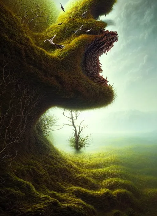 Image similar to a hyper-detailed 3d render like a Oil painting of Nature witnessing itself through all creatures, surrealism!!!!! surreal concept art, lifelike, photorealistic, digital painting, aesthetic, smooth, sharp focus, Artstation HD, by Greg Rutkowski, Chris Tulloch McCabe, Valentina Remenar and Asher Duran,