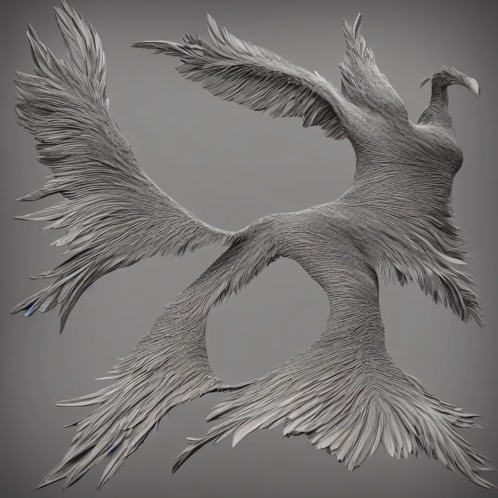 Prompt: !dream Wings, feathers, 3d render, 8k