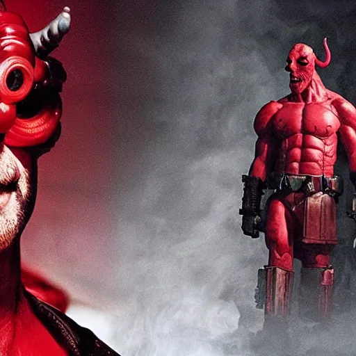 Image similar to twizzlers!!!! hellboy, movie still, high detail