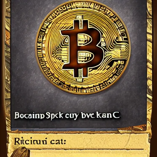 Image similar to a bitcoin art, thick golden bitcoin, hearthstone art style, epic fantasy style art, fantasy epic digital art, epic fantasy card game art