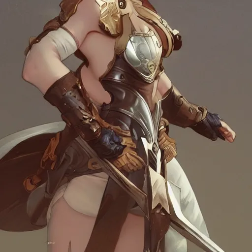 Prompt: a woman dressed in armor, exposed thighs, art by krenz cushart and artem demura and alphonse mucha and arthur adams, polycount, fantasy art, polycount